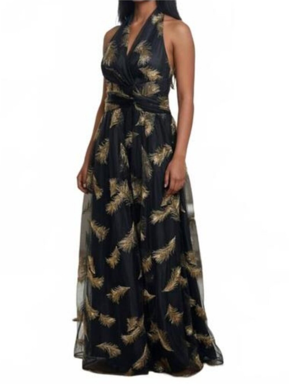 Donna Karen New York Halter Neck Embellished Gown